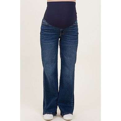 Maternity Dark Wash Relaxed Wide Leg Maternity Jeans
