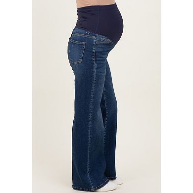 Maternity Dark Wash Relaxed Wide Leg Maternity Jeans