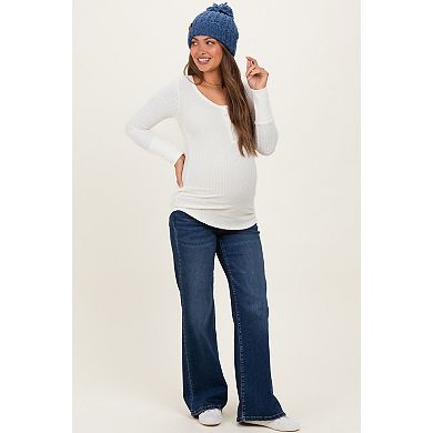 Maternity Dark Wash Relaxed Wide Leg Maternity Jeans