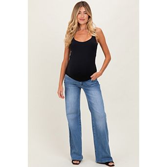 Maternity Low Rise Wide Leg Maternity Jeans