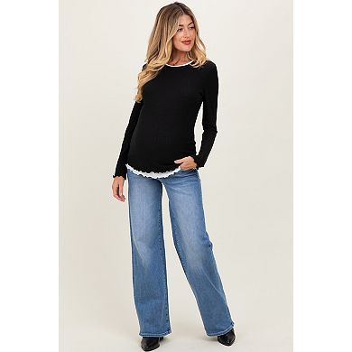 Maternity Low Rise Wide Leg Maternity Jeans