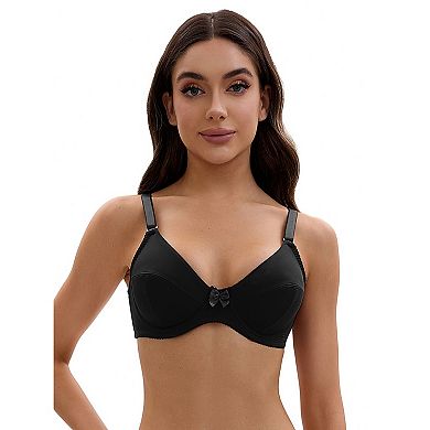 3 Packs Women's V Neck Adjustable Strap Underwire Push Up Bras