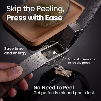 No Peeling Required Garlic Press Stainless Steel with Detachable Handle for Fine Mincing