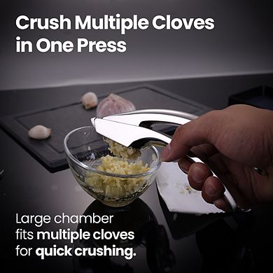 No Peeling Required Garlic Press Stainless Steel with Detachable Handle for Fine Mincing