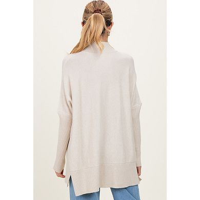 Maternity Mock Neck Oversized Sir Slit Sweater Top