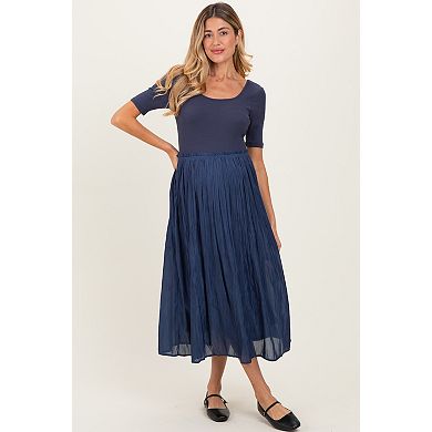 Maternity Scoop Neck Pleated Skirt Ballet Dress