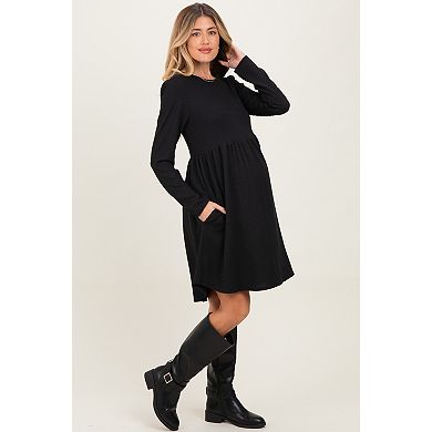 Maternity Textured Rib Long Sleeve Dress