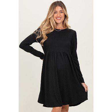 Maternity Textured Rib Long Sleeve Dress
