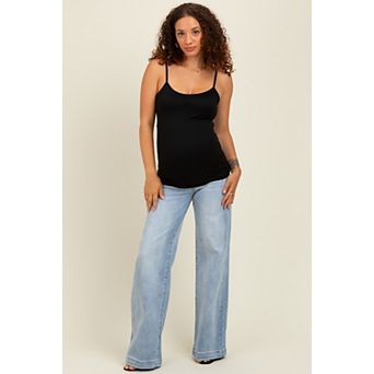 Maternity Blue Vintage Wash Wide Leg Maternity Jeans