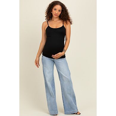 Maternity Blue Vintage Wash Wide Leg Maternity Jeans