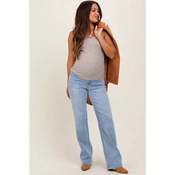 Maternity Blue Washed Relaxed Straight Leg Maternity Jeans