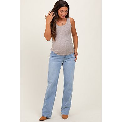Maternity Blue Washed Relaxed Straight Leg Maternity Jeans