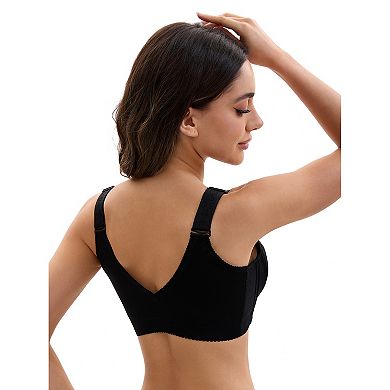 3 Packs Women's Lace Front Closure Full Coverage Minimizers Wirefree Wide Straps Soft Bras