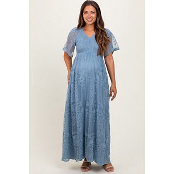 Maternity Smocked Top Lace Maxi Dress