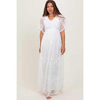 Maternity Smocked Top Lace Maxi Dress