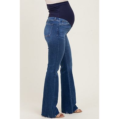 Maternity High Rise Raw Hem Bootcut Maternity Jeans