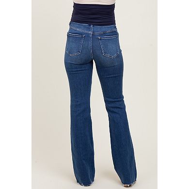 Maternity High Rise Raw Hem Bootcut Maternity Jeans