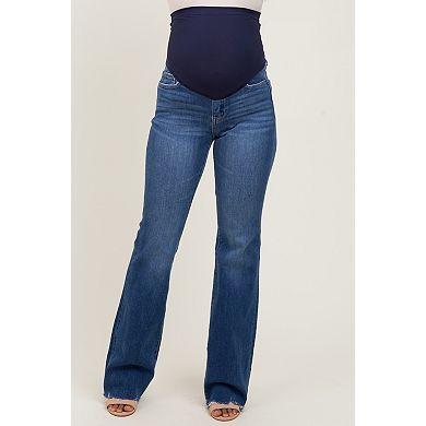 Maternity High Rise Raw Hem Bootcut Maternity Jeans