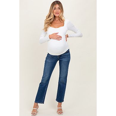 Maternity High Rise Crop Straight Maternity Jeans