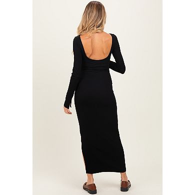Maternity Scoop Back Long Sleeve Maxi Dress