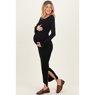 Maternity Scoop Back Long Sleeve Maxi Dress