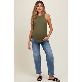 Maternity Slim Ankle Barrel Leg Maternity Jeans