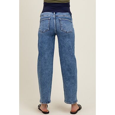 Maternity Slim Ankle Barrel Leg Maternity Jeans