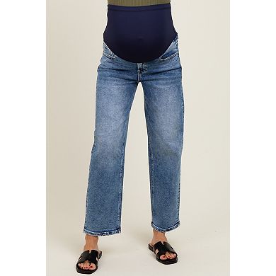 Maternity Slim Ankle Barrel Leg Maternity Jeans