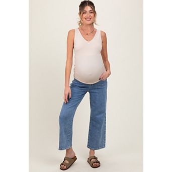 Maternity Wash Cropped Denim Maternity Jeans