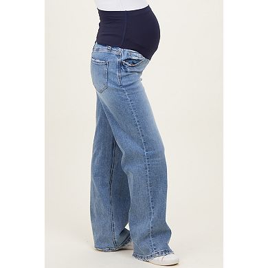 Maternity Vintage Wash Wide Leg Maternity Jeans