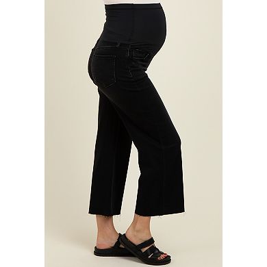 Maternity Raw Hem Cropped Wide Leg Maternity Jeans