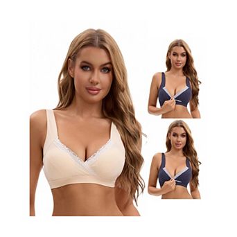 3 Packs Women's Lace Crossover Wirefree Sleep Breastfeeding Soft Cup Nursing Bras