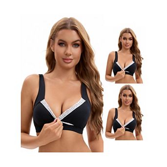 3 Packs Women's Lace Crossover Wirefree Sleep Breastfeeding Soft Cup Nursing Bras
