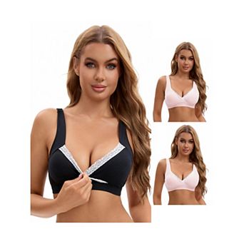 3 Packs Women's Lace Crossover Wirefree Sleep Breastfeeding Soft Cup Nursing Bras