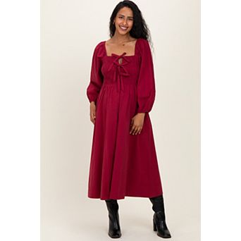 Maternity Bow Detail Smocked Midi Dress