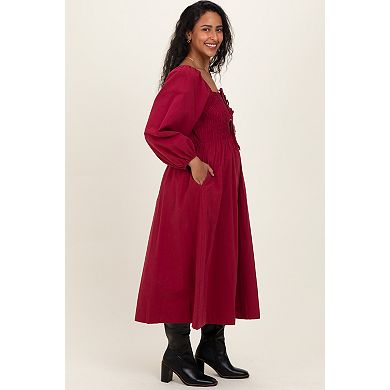 Maternity Bow Detail Smocked Midi Dress