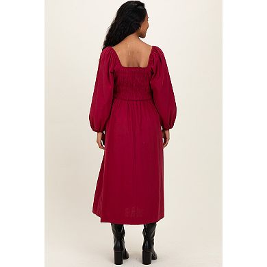 Maternity Bow Detail Smocked Midi Dress