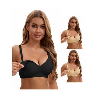 3 Packs Nursing Bra for Women's Push Up Wirefree Front Closure Comfortable Bralette