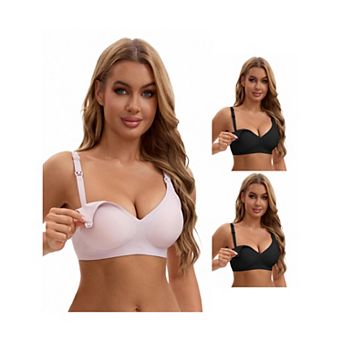 3 Packs Nursing Bra for Women's Push Up Wirefree Front Closure Comfortable Bralette