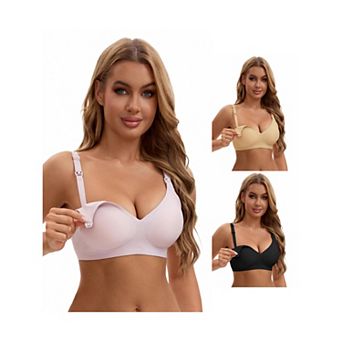 3 Packs Nursing Bra for Women's Push Up Wirefree Front Closure Comfortable Bralette