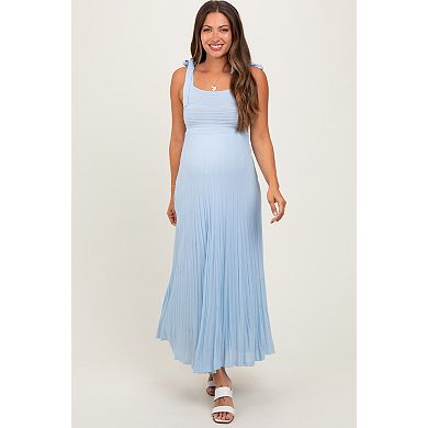 Maternity Textured Knit Shoulder Tie Midi Dress