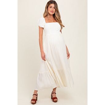 Maternity Ruffle Detail Square Neck Maxi Dress