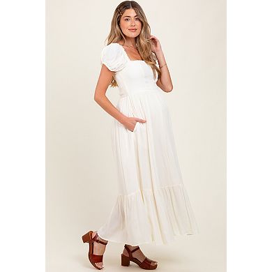 Maternity Ruffle Detail Square Neck Maxi Dress