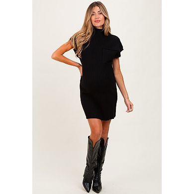 Maternity Ribbed Knit Short Sleeve Sweater Dress