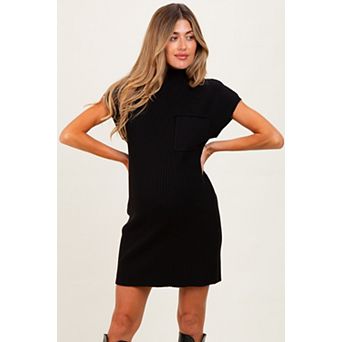 Maternity Ribbed Knit Short Sleeve Sweater Dress