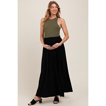 Maternity Striped Color Block Sleeveless Maxi Dress