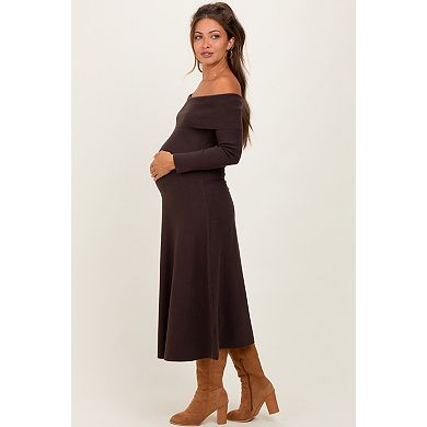 Maternity Off Shoulder Sweater Midi Dress