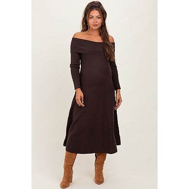 Maternity Off Shoulder Sweater Midi Dress