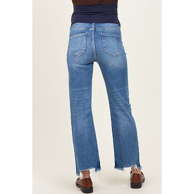Maternity Fray Hem Cropped Flare Maternity Jeans