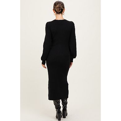 Maternity Ribbed Bow Detail Midi Sweater Dress